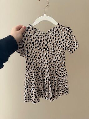 Beige & Black Leopard Print Peplum Shirt with Bellbottom pants